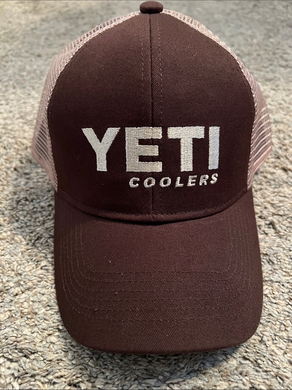 Yeti Brown Front Trucker Hat with Light Tan Mesh